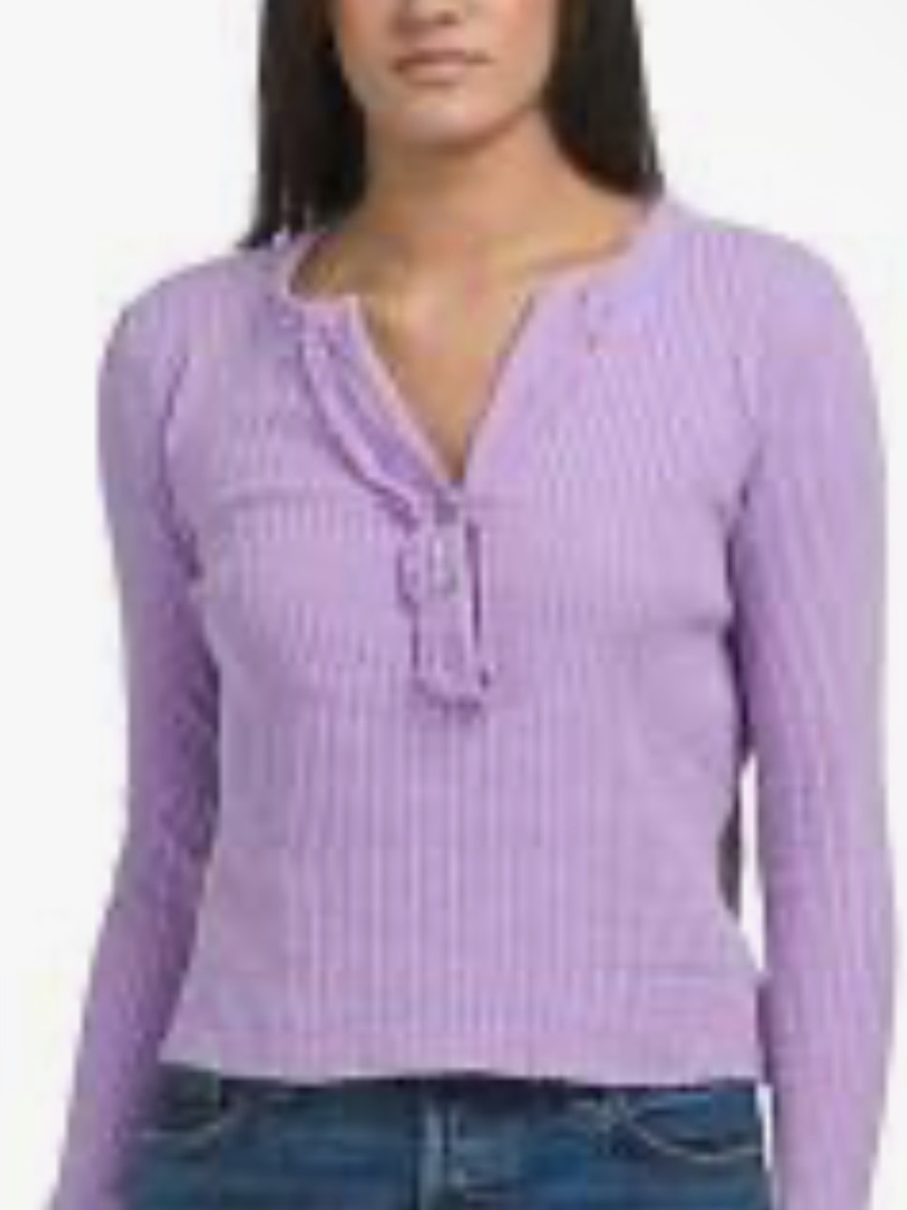 LALA MIA Lilac Ribbed Long Sleeve Henley Top! Adorable!!! L
